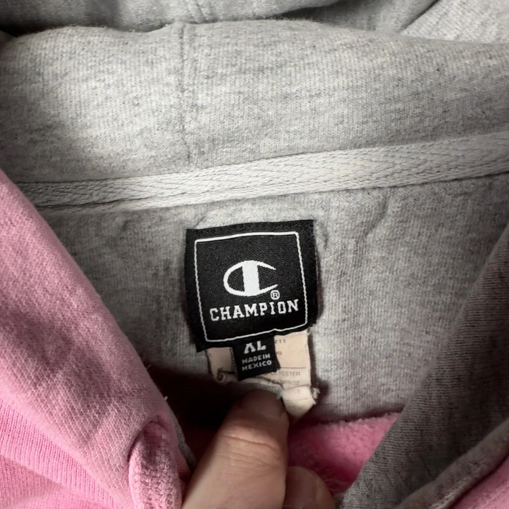Y2K Champion‎ Pullover Hoodie Mens XL Pink Embroidered Logo Streetwear